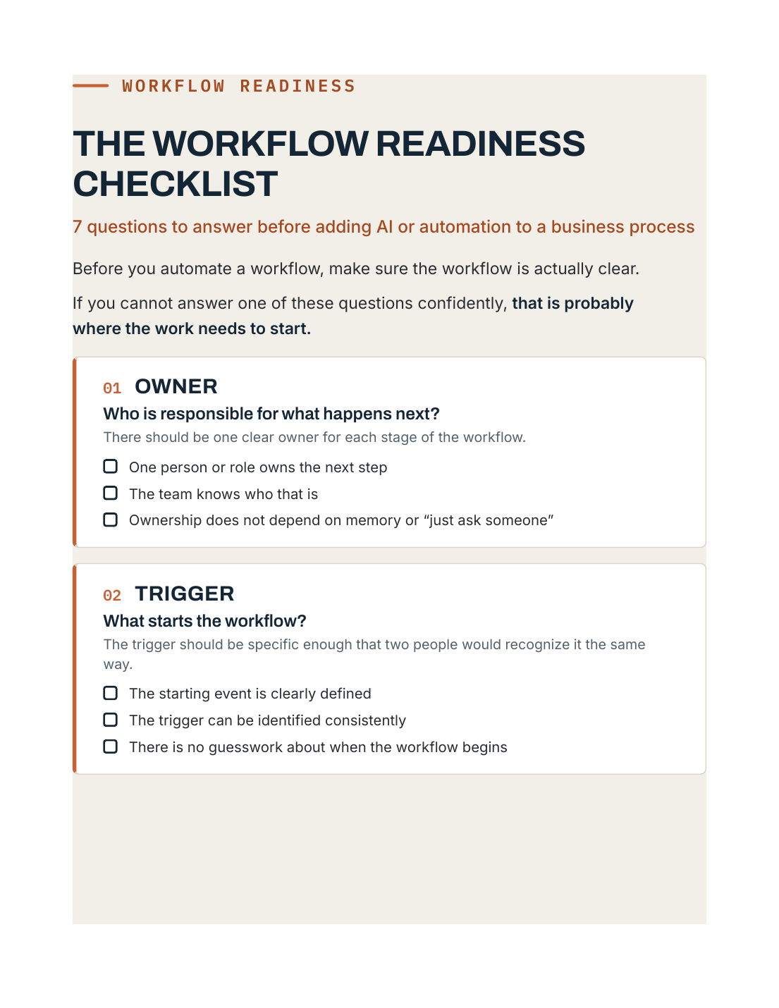 Preview of the Workflow Readiness Checklist PDF