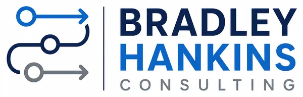 Bradley Hankins Consulting logo with blue workflow arrows and business consulting wordmark
