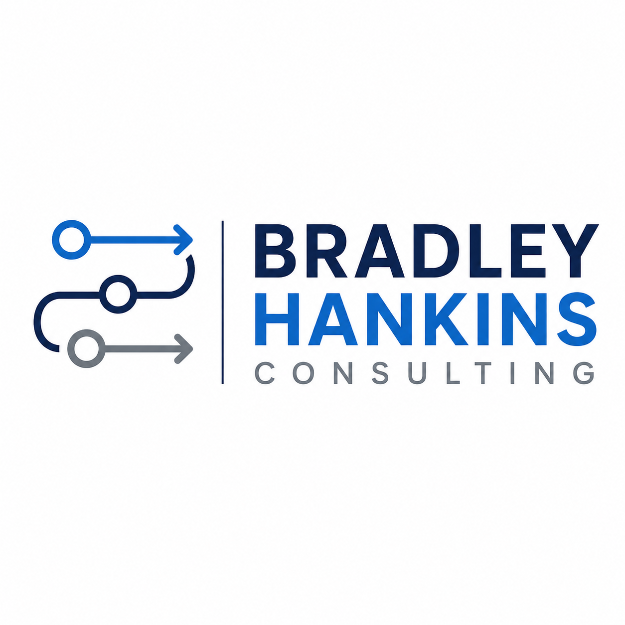 Bradley Hankins Consulting logo with blue workflow arrows and business consulting wordmark